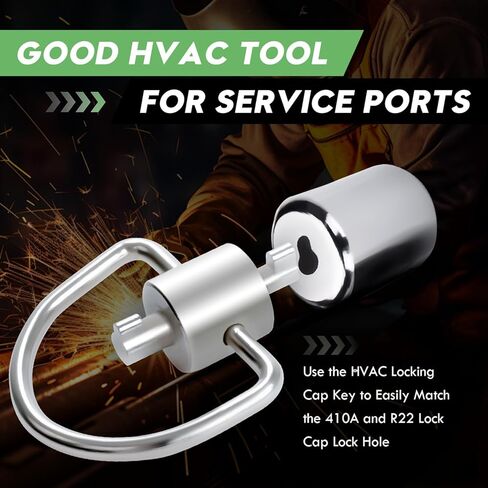 2 Pack HVAC Locking Cap Key for HVAC 410A and R22 Refrigerant Installation and Removal, Stainless Steel HVAC Multi Key Tool with Stainless Key Ring, Tamper Resistant Refrigerant Lock Key in Kuwait