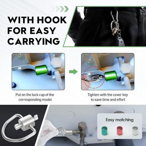 2 Pack HVAC Locking Cap Key for HVAC 410A and R22 Refrigerant Installation and Removal, Stainless Steel HVAC Multi Key Tool with Stainless Key Ring, Tamper Resistant Refrigerant Lock Key in Kuwait
