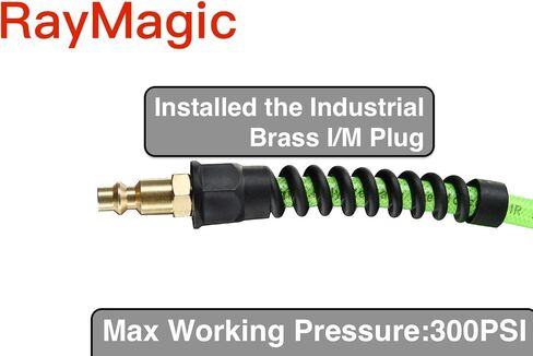Air Compressor Hose 1/4 Inch x 100 Feet Flexible Reinforced Polyurethane (PU) Air Hose 300PSI with Brass Fittings, Strain Reliefs, 1/4" 360 Swivel Coupler and Plug,1PCS Hook For Nailer in Saudi Arabia