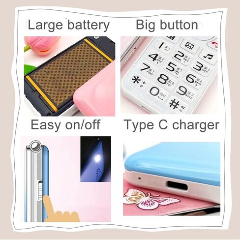 Cuifati 2G Unlocked Flip Phone for Seniors MOM, 2.4 in Color LCD Flip Phone with Dual SIM, Big Phone 6800mAh Battery Easy to use Clear Sound (US Plug) in Saudi Arabia