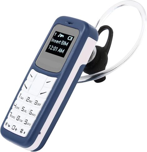 هاتف محمول صغير، هاتف محمول صغير مزود بسماعة رأس بلوتوث مع خطاف للأذن يدعم SIM Mp3، 2G في جميع أنحاء العالم 0.66 بوصة (أسود) in Saudi Arabia