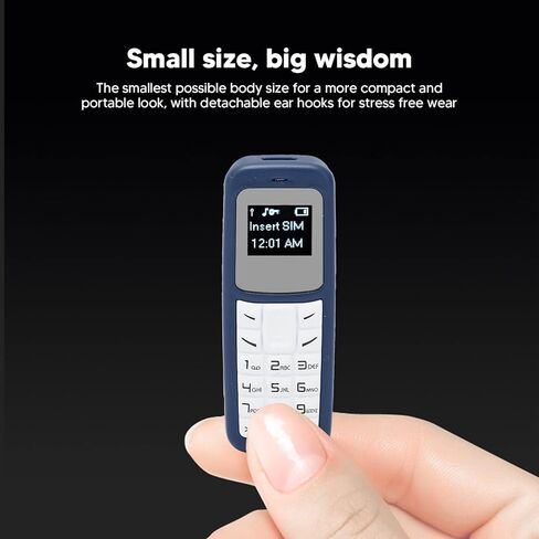 هاتف محمول صغير، هاتف محمول صغير مزود بسماعة رأس بلوتوث مع خطاف للأذن يدعم SIM Mp3، 2G في جميع أنحاء العالم 0.66 بوصة (أسود) in Saudi Arabia