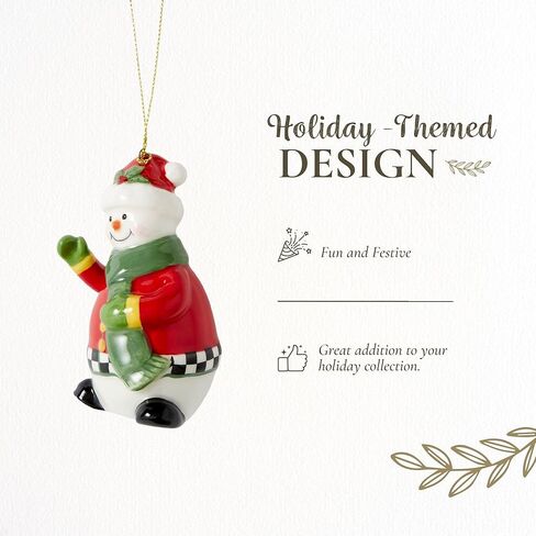 Spode Christmas Tree Black and White Snowman Ornament | Snowman Christmas Tree Hanging Ornaments | Holiday Decorations | Christmas Decor for Christmas Trees – 3.5" in Kuwait