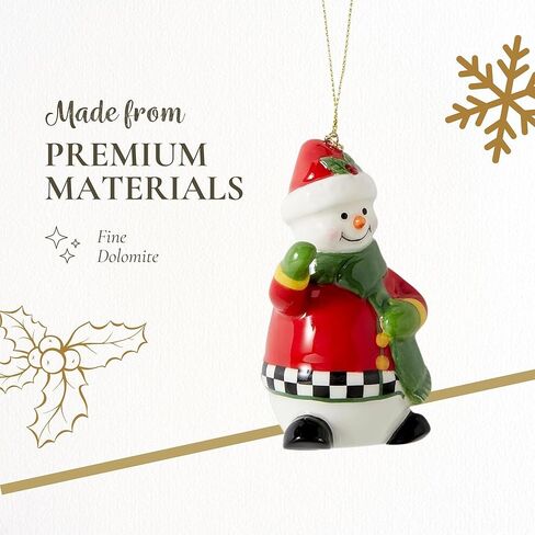 Spode Christmas Tree Black and White Snowman Ornament | Snowman Christmas Tree Hanging Ornaments | Holiday Decorations | Christmas Decor for Christmas Trees – 3.5" in Kuwait