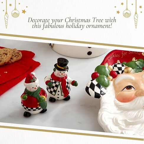 Spode Christmas Tree Black and White Snowman Ornament | Snowman Christmas Tree Hanging Ornaments | Holiday Decorations | Christmas Decor for Christmas Trees – 3.5" in Kuwait