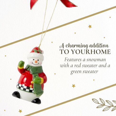 Spode Christmas Tree Black and White Snowman Ornament | Snowman Christmas Tree Hanging Ornaments | Holiday Decorations | Christmas Decor for Christmas Trees – 3.5" in Kuwait