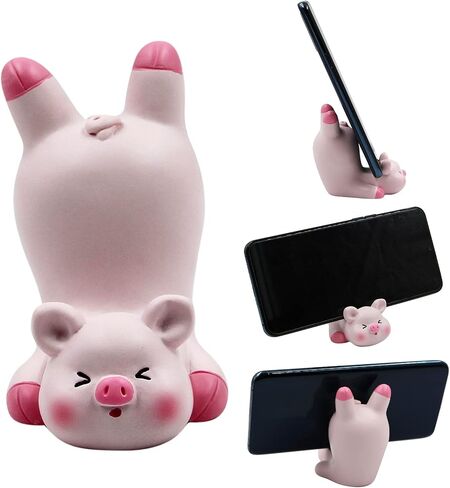 Cute Lovely Pink Pig Cell Phone Stand Holder Desktop Tablet Office Decor Home Ornament, Compatible with 4-8inch Smartphone in Saudi Arabia