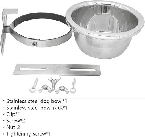 Stainless Steel Hanging Pet Bowl for Medium Large Dogs, Dog Cage Hanging Water Food Bowl, Non-Slip Removable Pet Dish Bowl with 2 Bolt Holders in Saudi Arabia