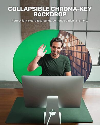 Webaround Big Shot 56" | Green | Portable Collapsible Webcam Backdrop | Attaches to Any Chair | Wrinkle-Resistant Fabric | Ultra-Quick Setup and Takedown | Perfect for Zoom, Webex, Teams, etc. in Saudi Arabia