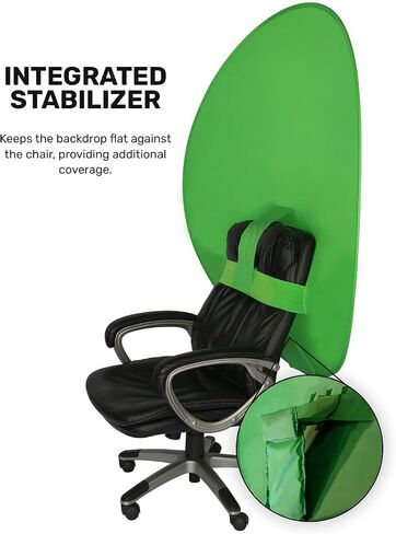 Webaround Big Shot 56" | Green | Portable Collapsible Webcam Backdrop | Attaches to Any Chair | Wrinkle-Resistant Fabric | Ultra-Quick Setup and Takedown | Perfect for Zoom, Webex, Teams, etc. in Saudi Arabia