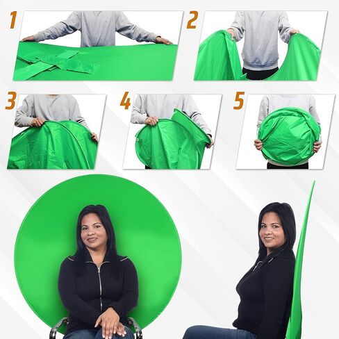 Webaround Big Shot 56" | Green | Portable Collapsible Webcam Backdrop | Attaches to Any Chair | Wrinkle-Resistant Fabric | Ultra-Quick Setup and Takedown | Perfect for Zoom, Webex, Teams, etc. in Saudi Arabia