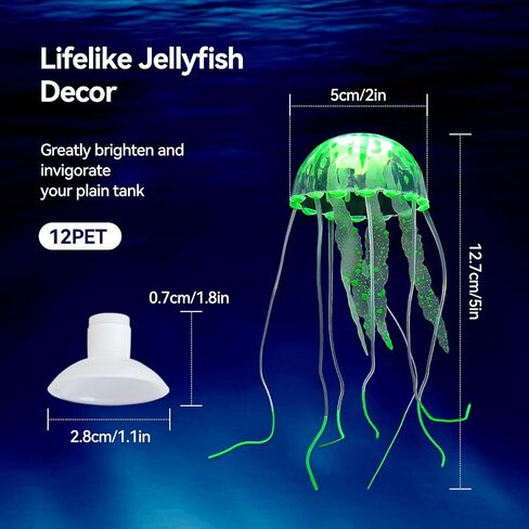 12Pcs Glowing Jellyfish Tank Decorations Silicone Jellyfish Decor for Fish Tank Colorful Jellyfish Ornament Decoration with Sucker Jellyfish Fish Tank Decoration for Aquarium, Fish Tank in Saudi Arabia