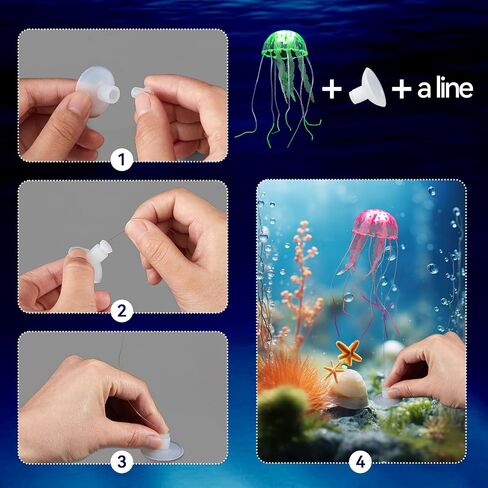 12Pcs Glowing Jellyfish Tank Decorations Silicone Jellyfish Decor for Fish Tank Colorful Jellyfish Ornament Decoration with Sucker Jellyfish Fish Tank Decoration for Aquarium, Fish Tank in Saudi Arabia