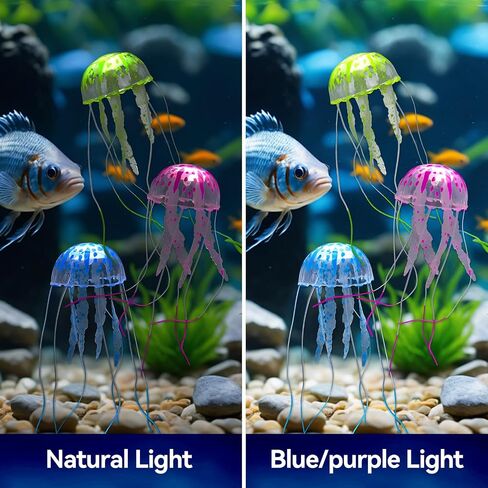 12Pcs Glowing Jellyfish Tank Decorations Silicone Jellyfish Decor for Fish Tank Colorful Jellyfish Ornament Decoration with Sucker Jellyfish Fish Tank Decoration for Aquarium, Fish Tank in Saudi Arabia