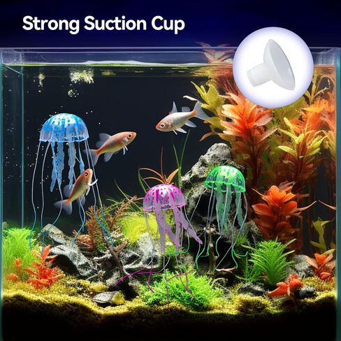 12Pcs Glowing Jellyfish Tank Decorations Silicone Jellyfish Decor for Fish Tank Colorful Jellyfish Ornament Decoration with Sucker Jellyfish Fish Tank Decoration for Aquarium, Fish Tank in Saudi Arabia