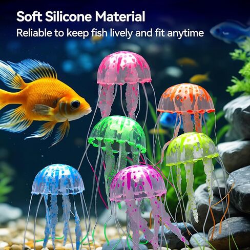 12Pcs Glowing Jellyfish Tank Decorations Silicone Jellyfish Decor for Fish Tank Colorful Jellyfish Ornament Decoration with Sucker Jellyfish Fish Tank Decoration for Aquarium, Fish Tank in Saudi Arabia