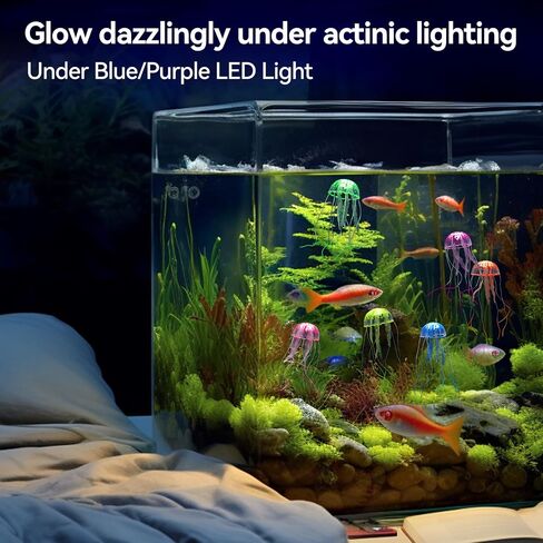 12Pcs Glowing Jellyfish Tank Decorations Silicone Jellyfish Decor for Fish Tank Colorful Jellyfish Ornament Decoration with Sucker Jellyfish Fish Tank Decoration for Aquarium, Fish Tank in Saudi Arabia