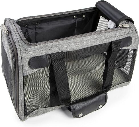 حاملة الحيوانات الأليفة معتمدة من شركة Sherpa Element Airline، بطانة ناعمة، نوافذ شبكية، إطار زنبركي، رمادي، متوسط in Kuwait