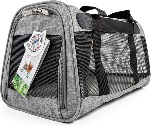 حاملة الحيوانات الأليفة معتمدة من شركة Sherpa Element Airline، بطانة ناعمة، نوافذ شبكية، إطار زنبركي، رمادي، متوسط in Kuwait