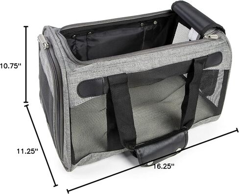 حاملة الحيوانات الأليفة معتمدة من شركة Sherpa Element Airline، بطانة ناعمة، نوافذ شبكية، إطار زنبركي، رمادي، متوسط in Kuwait