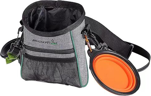 Dog Treat Pouch | Dog Training Treat Pouch Snack Bag with Waist Shoulder Strap, Poop Bag Dispenser | Puppy Treat Pouch with a Foldable Bowl - Blue in Saudi Arabia