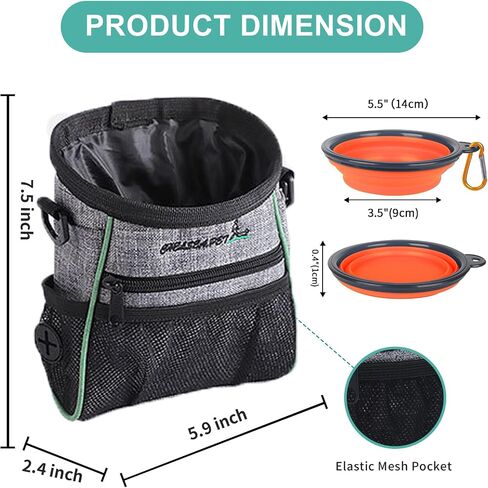 Dog Treat Pouch | Dog Training Treat Pouch Snack Bag with Waist Shoulder Strap, Poop Bag Dispenser | Puppy Treat Pouch with a Foldable Bowl - Blue in Saudi Arabia