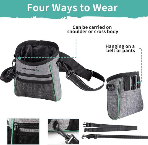 Dog Treat Pouch | Dog Training Treat Pouch Snack Bag with Waist Shoulder Strap, Poop Bag Dispenser | Puppy Treat Pouch with a Foldable Bowl - Blue in Saudi Arabia
