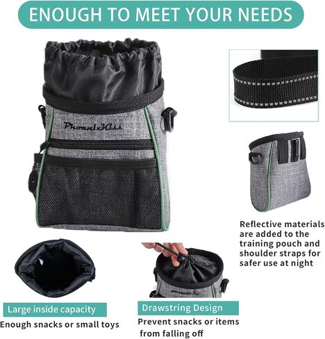 Dog Treat Pouch | Dog Training Treat Pouch Snack Bag with Waist Shoulder Strap, Poop Bag Dispenser | Puppy Treat Pouch with a Foldable Bowl - Blue in Saudi Arabia