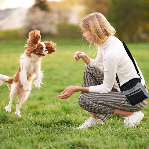 Dog Treat Pouch | Dog Training Treat Pouch Snack Bag with Waist Shoulder Strap, Poop Bag Dispenser | Puppy Treat Pouch with a Foldable Bowl - Blue in Saudi Arabia