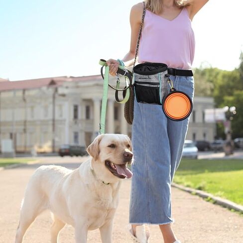 Dog Treat Pouch | Dog Training Treat Pouch Snack Bag with Waist Shoulder Strap, Poop Bag Dispenser | Puppy Treat Pouch with a Foldable Bowl - Blue in Saudi Arabia