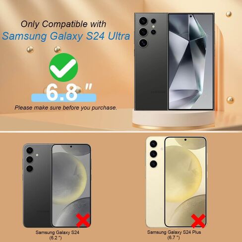 حافظة S24 Ultra، محفظة حامل بطاقات لهاتف Samsung S24 Ultra، حامل حلقي، حجب RFID، حزام معصم، واقي عدسة الكاميرا، غطاء قلاب جلدي واقٍ مغناطيسي لهاتف Galaxy S24 Ultra 2024 (أرجواني) in Saudi Arabia