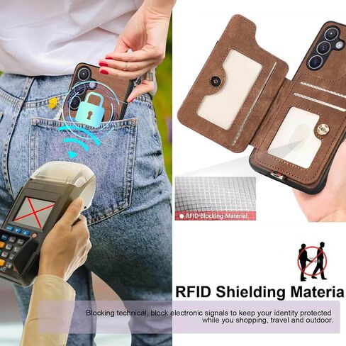 حافظة S24 Ultra، محفظة حامل بطاقات لهاتف Samsung S24 Ultra، حامل حلقي، حجب RFID، حزام معصم، واقي عدسة الكاميرا، غطاء قلاب جلدي واقٍ مغناطيسي لهاتف Galaxy S24 Ultra 2024 (أرجواني) in Saudi Arabia