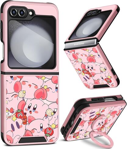 Oqplog for Z Flip 5 حافظة كرتونية لطيفة لهاتف Samsung Flip 5 مع حامل حلقة للنساء جرلي مضحك عصري فريد من نوعه حافظة هاتف Galaxy Z Flip 5 لهاتف Samsung Galaxy Z Flip 5، PK Kb in Saudi Arabia