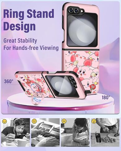 Oqplog for Z Flip 5 حافظة كرتونية لطيفة لهاتف Samsung Flip 5 مع حامل حلقة للنساء جرلي مضحك عصري فريد من نوعه حافظة هاتف Galaxy Z Flip 5 لهاتف Samsung Galaxy Z Flip 5، PK Kb in Saudi Arabia