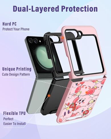 Oqplog for Z Flip 5 حافظة كرتونية لطيفة لهاتف Samsung Flip 5 مع حامل حلقة للنساء جرلي مضحك عصري فريد من نوعه حافظة هاتف Galaxy Z Flip 5 لهاتف Samsung Galaxy Z Flip 5، PK Kb in Saudi Arabia