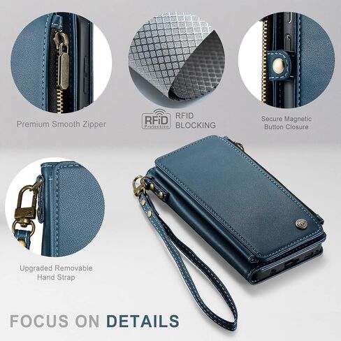 Defencase متوافق مع حافظة Moto G Stylus 5G 2022، حافظة محفظة RFID متوافقة مع Motorola Moto G Stylus 5G 2022 PU حافظة هاتف بحزام قلاب بسحاب وحامل بطاقات للنساء، أزرق أخضر in Saudi Arabia