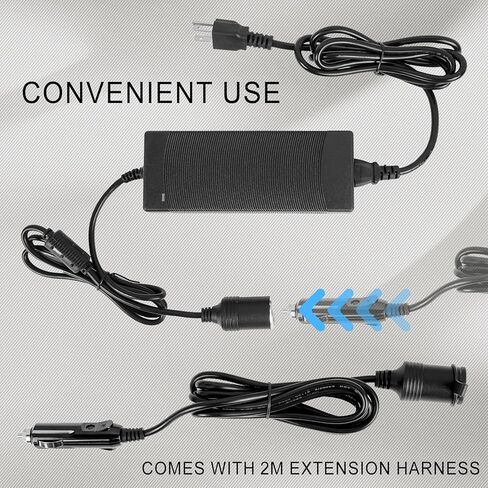 محول تيار متردد إلى تيار مستمر، محول 15 أمبير/180 واط/8.25 قدم/110 فولت إلى 12 فولت، محول إمداد الطاقة بمقبس ولاعة سجائر السيارة للنافخ وثلاجة السيارة وأجهزة السيارة الأخرى مع كابل تمديد in Kuwait