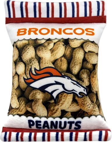 Pets First NFL Denver Broncos Crinkle FINE Plush Dog & CAT Squeak Toy - Cutest Stadium Peanuts Snack Plush Toy for Dogs & Cats with Inner Squeaker & Beautiful Baseball Team Name/Logo in Saudi Arabia