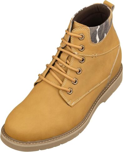 أحذية CALTO الرجالية غير المرئية لزيادة الارتفاع - أحذية عمل جلدية برباط بمقدمة مستديرة - طول 3.2 بوصة in Kuwait