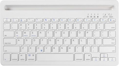 CHUYI Wireless Bluetooth Keyboard with Stand Slot Quiet Slim Multi Device Keyboard for iPad Phone Tablet Computer PC Portable 78Keys Rechargeable Wireless Keyboard for Windows Android iOS (White) in Saudi Arabia
