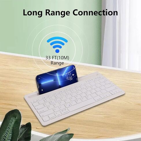 CHUYI Wireless Bluetooth Keyboard with Stand Slot Quiet Slim Multi Device Keyboard for iPad Phone Tablet Computer PC Portable 78Keys Rechargeable Wireless Keyboard for Windows Android iOS (White) in Saudi Arabia