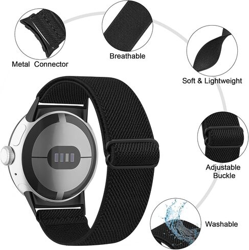 Tobfit Stretchy Band Compatible with Google Pixel Watch 2 Band/Google Pixel Watch Band for Women Men, Solo Loop Straps Elastic Braided Wristbands Replacement for Google Pixel Watch Bands in Saudi Arabia