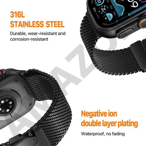 BM2 Band for Apple Watch Bands Milanese Ultra 2 49mm, Series 10 46mm, 9 8 7 45mm, SE 6 5 4 44mm, 3 2 1 42mm Men Women Strap iWatch in Saudi Arabia