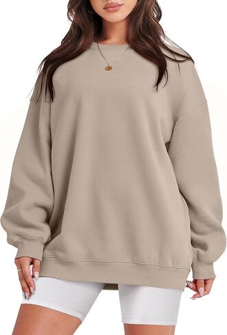 ANRABESS البلوز المتضخم للنساء الصوف كم طويل Crewneck بلوزة كاجوال خريف 2023 الملابس العصرية in Kuwait