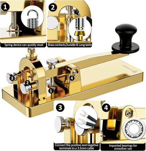 CW Telegraph Key - Heavy Duty Stainless Steel Classical Morse Code Key, Shortwave Radio Ham Send Telegram Practice Oscillator Straight Key (Stainless Steel) in Saudi Arabia
