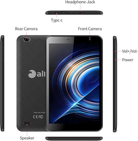 تابلت أندرويد 7 بوصة، كمبيوتر لوحي محمول، الجيل الثالث LTE، واي فاي 6.1 جيجابايت رام 16 جيجابايت روم، شاشة IPS عالية الدقة 1024 × 600، معالج رباعي النواة، كاميرا مزدوجة، تعليمية وألعاب (أسود) in Kuwait