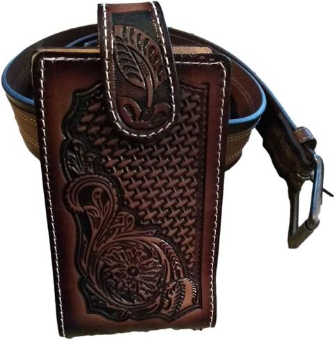 marquez Western autentic Leather Mexican Cell Phone case for Belt with Magnetic Closure. Universal Size (Black) in Saudi Arabia
