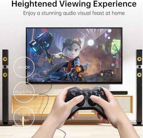 كابل HDMI 4K 60 هرتز بطول 6 أقدام، كابل HDMI 2.0 عالي السرعة 18 جيجابت في الثانية، يدعم 3D، 4K 60 هرتز HDR، فيديو 4K 2160p 1080p، سلك HDMI مجدول إيثرنت، قناة إرجاع الصوت (ARC) لأجهزة PS4، PS5، الكمبيوتر الشخصي (أسود) in Kuwait