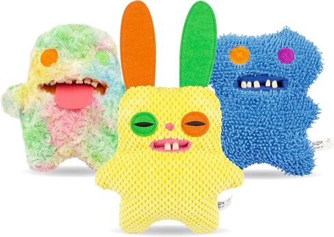 Sinco Pets: Fuggler Funny Ugly Monster Assortment 2-3 عبوات - لعبة للكلاب قطيفة ناعمة، خياطة صديقة للحيوانات الأليفة، مصدر صرير، آذان مجعدة، زميل أسنان مطاطي in Kuwait