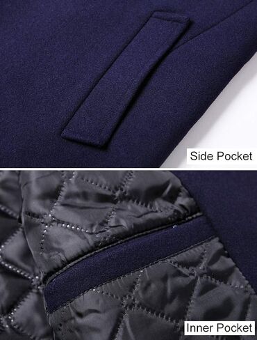 معطف FTCayanz الرجالي من الصوف المخلوط بمقاس نحيف، معطف علوي بصدر واحد، معطف عمل in Kuwait